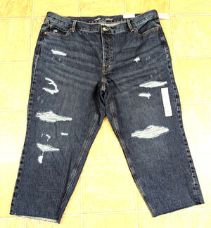 New Old Navy sz 22 Crop high rise slouchy straight denim Jeans distressed 0890